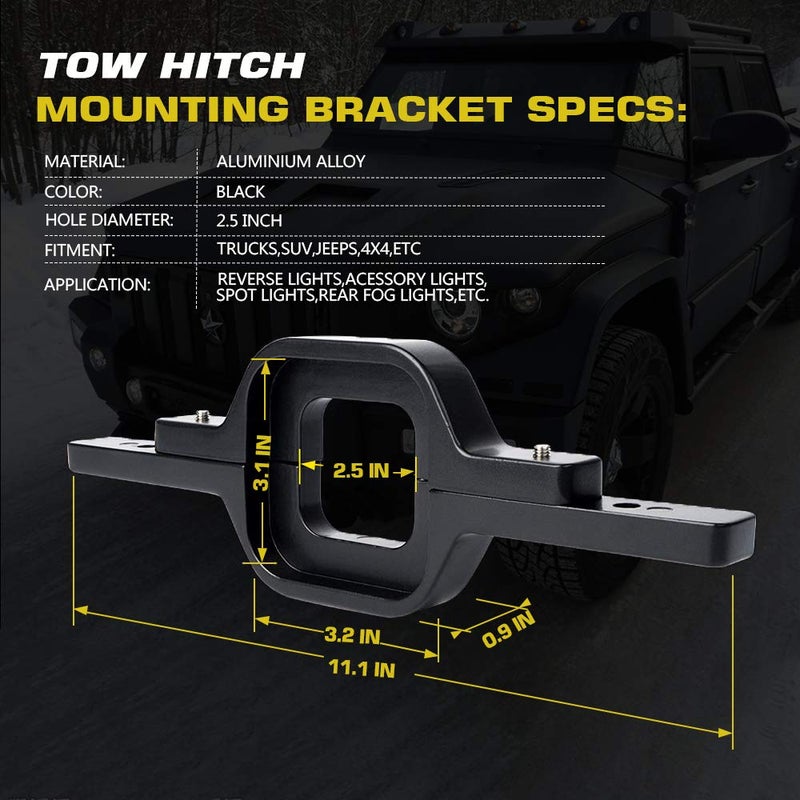 Chelhead Hitch Lights, 2PCS 3 inch Combo Backup Lights for Trucks with 2.5 inch Tow Hitch Mounting and Wiring Harness as Reverse Lights Compatible with Trucks SUV Pickup Tralier - Image 3